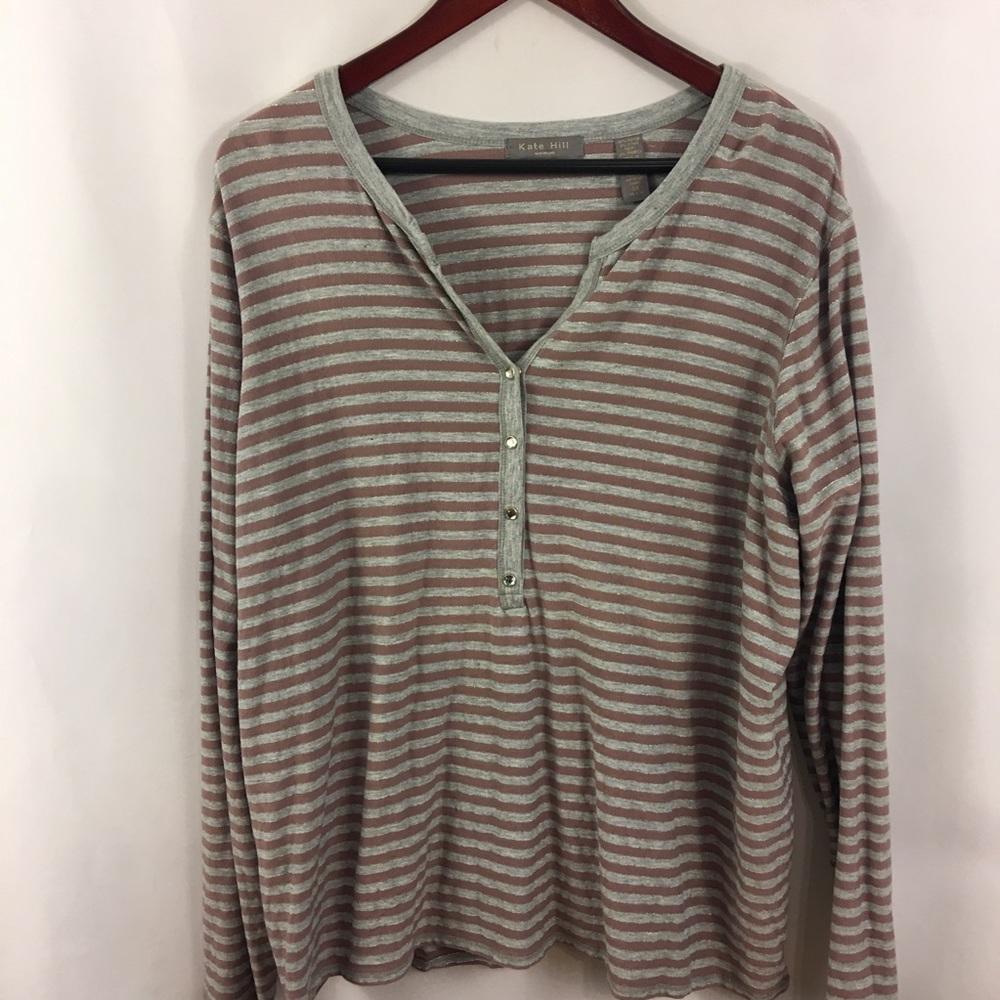 Kate Hill Top Plus Sz 3X Shirt Metallic Stretch